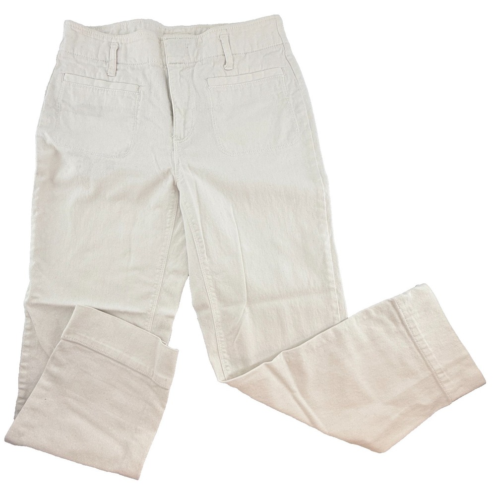 LOFT Womens Pants Size 2 Petite Cream Straight Leg Stretch Mid Rise Casual